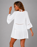 Lunoria | Elegante Witte Strandjurk met Kanten Details