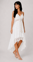Lunoria | Boho Maxi Jurk met Elegante V-Hals en Luchtige Pasvorm