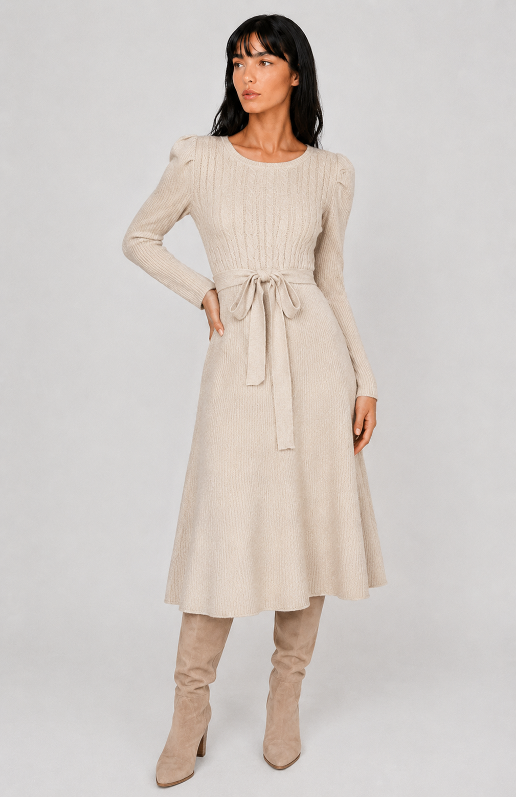 Lunoria | Elegante Sweater Jurk met Midi Lengte en Zachte Pasvorm