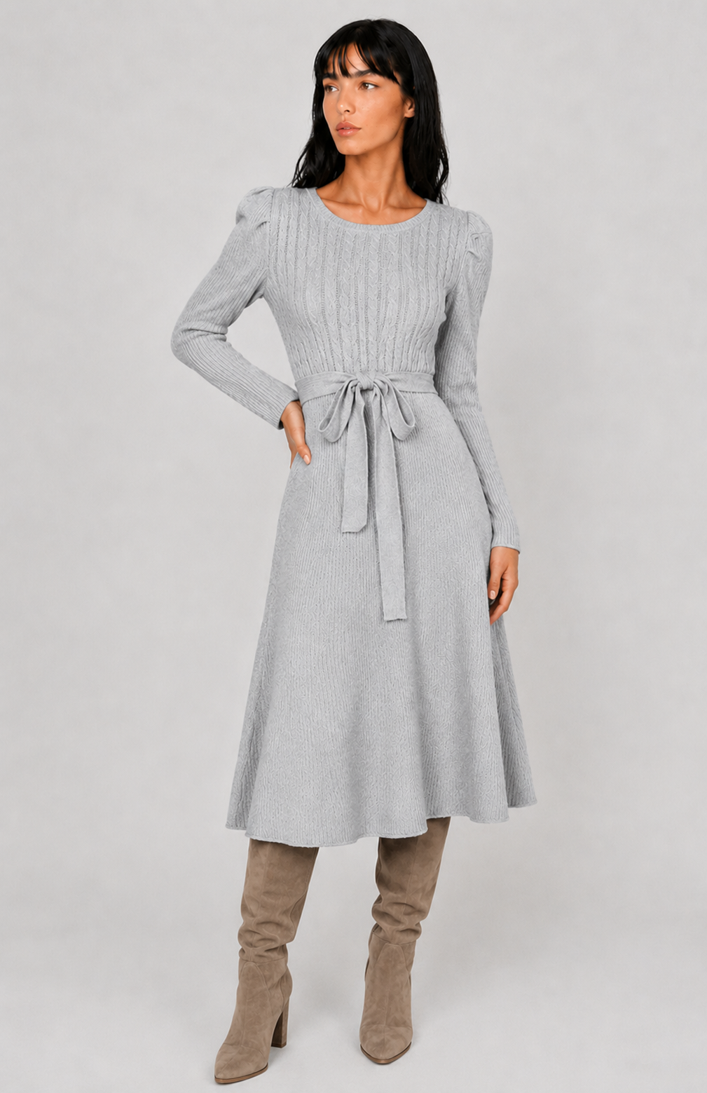Lunoria | Elegante Sweater Jurk met Midi Lengte en Zachte Pasvorm