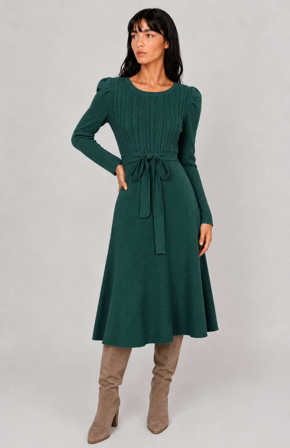 Lunoria | Elegante Sweater Jurk met Midi Lengte en Zachte Pasvorm