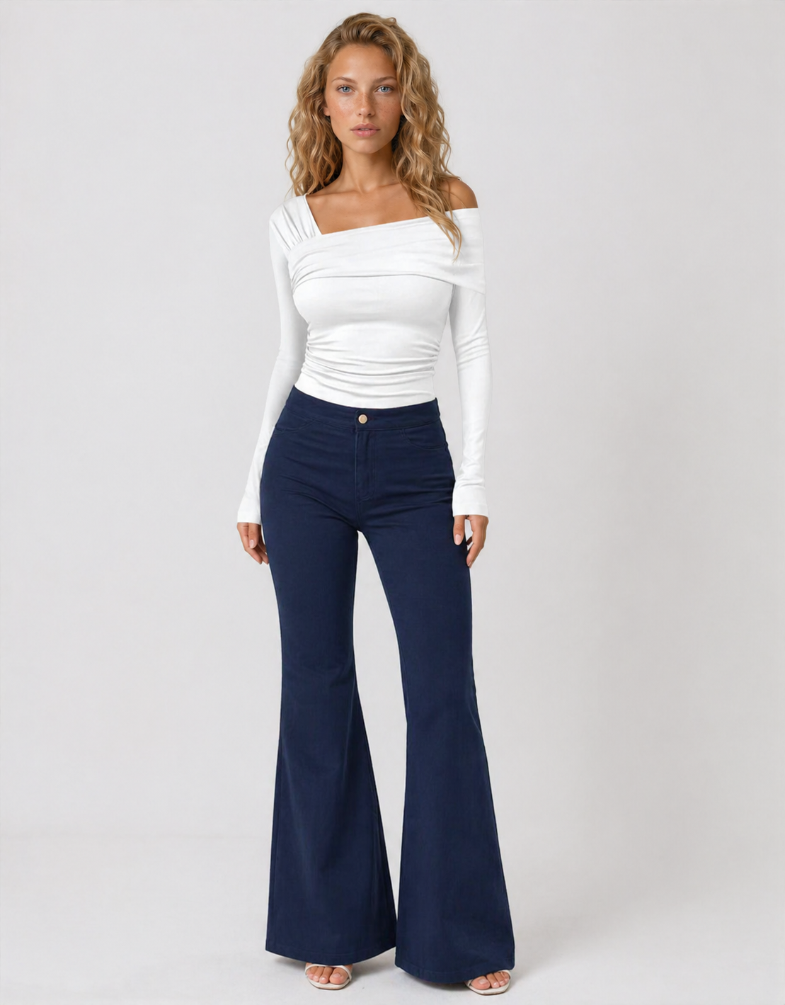 Lunoria | Dames Hoge Taille Flared Broek Retrostijl