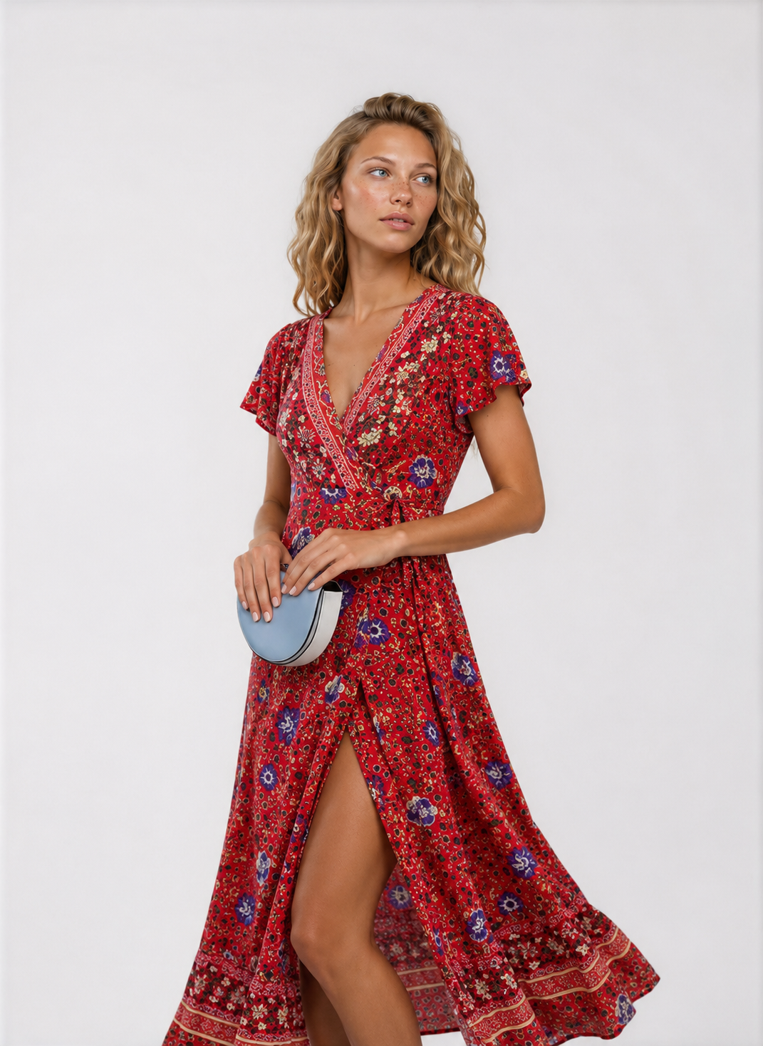 Lunoria | Boho Maxi Jurk met Wikkeloptiek en Split