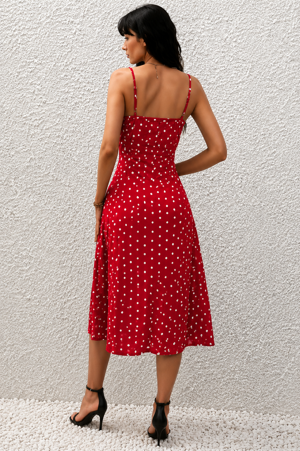 Lunoria | Lange Polka Dot Jurk met Split
