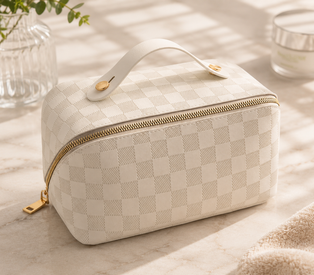 Lunoria | Luxe Make-up Tas met Slimme Indeling en PU-Leer