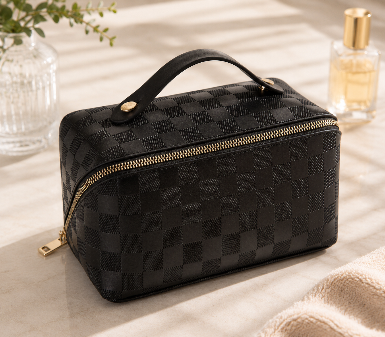 Lunoria | Luxe Make-up Tas met Slimme Indeling en PU-Leer