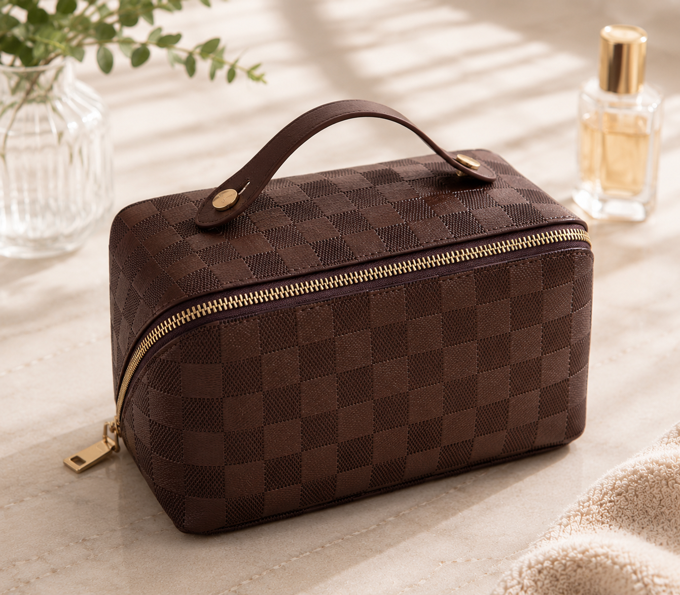 Lunoria | Luxe Make-up Tas met Slimme Indeling en PU-Leer