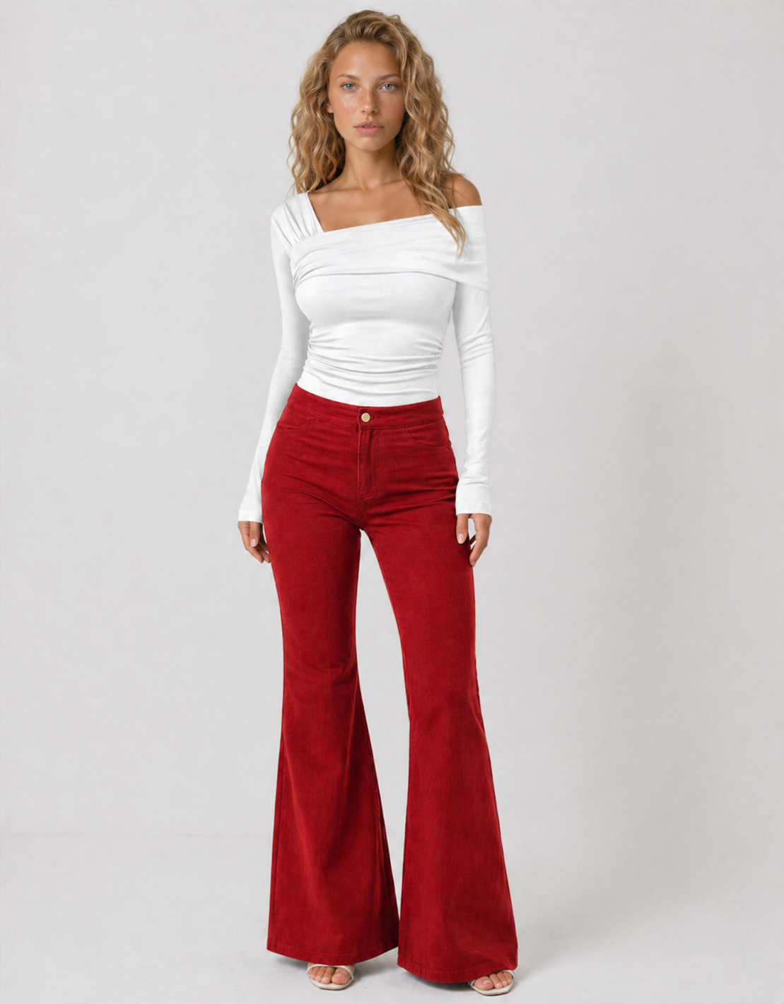 Lunoria | Dames Hoge Taille Flared Broek Retrostijl