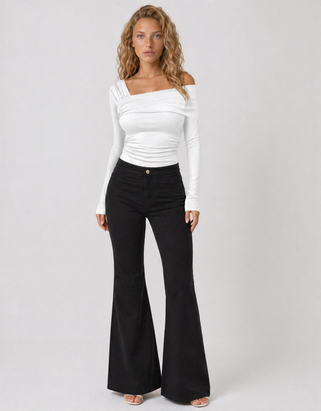 Lunoria | Dames Hoge Taille Flared Broek Retrostijl