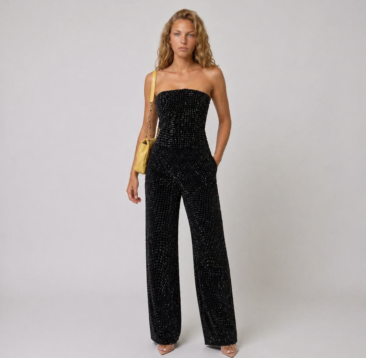 Lunoria | Stijlvolle Strapless Jumpsuit met Glitter Details