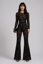 Lunoria | Elegante Jumpsuit met Kanten Details en Wijde Pijpen