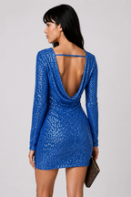 Lunoria | Glitter Mini Jurk met Rugdetail voor Feestelijke Avonden
