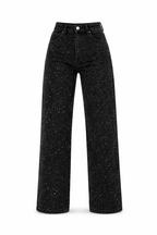 Lunoria | Rechte High-Waist Jeans met Glitter Details