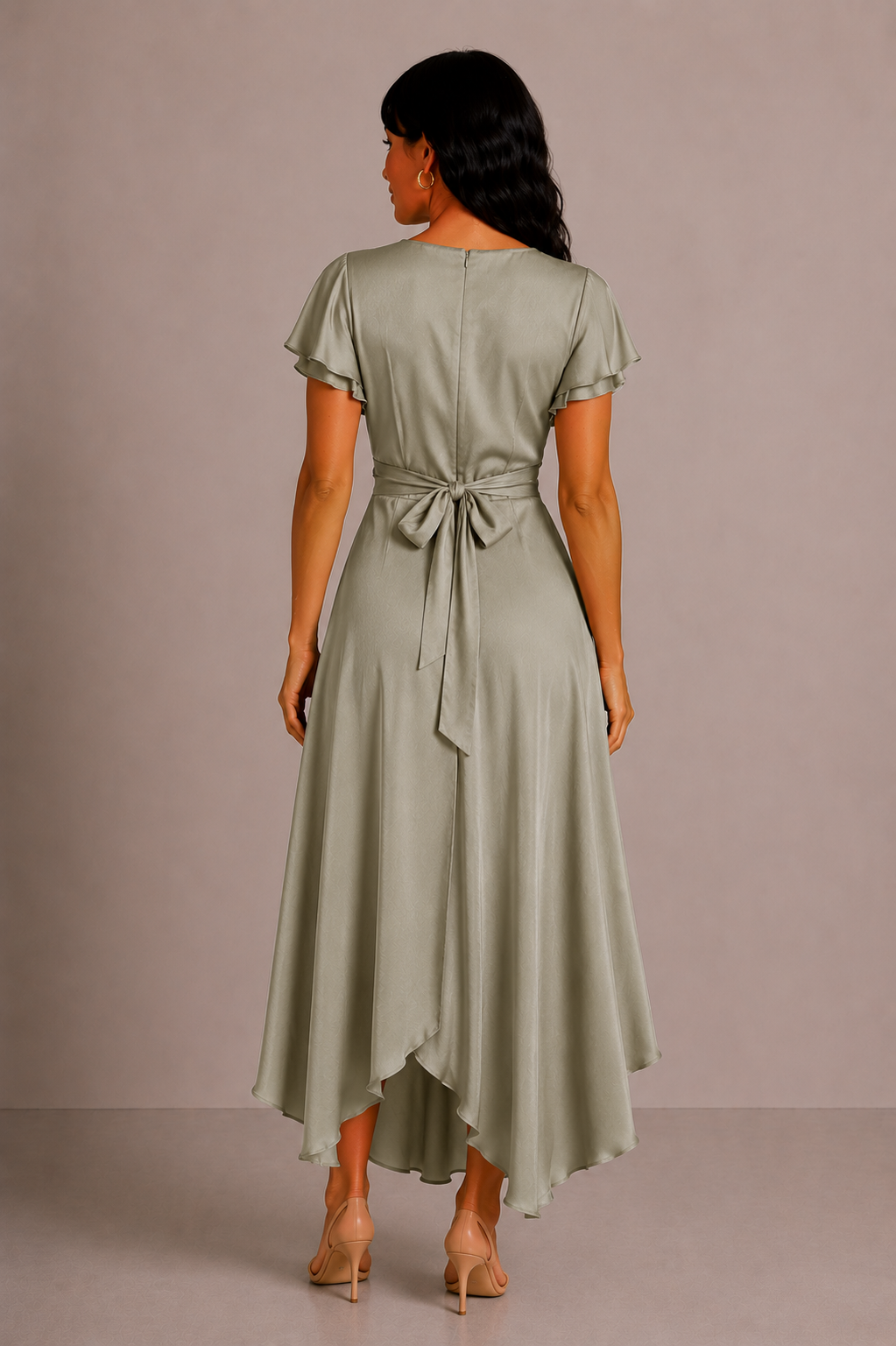 Lunoria | Vloeiende Jurk met Empire Taille en Elegante V-Hals