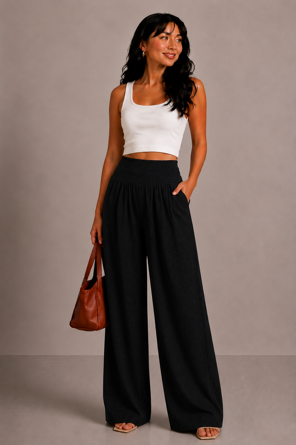 Lunoria | Comfortabele High-Waist Broek met Wijde Pijpen