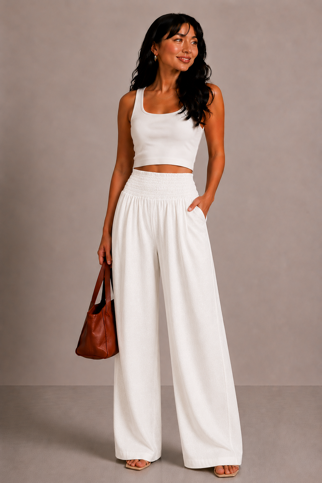 Lunoria | Comfortabele High-Waist Broek met Wijde Pijpen