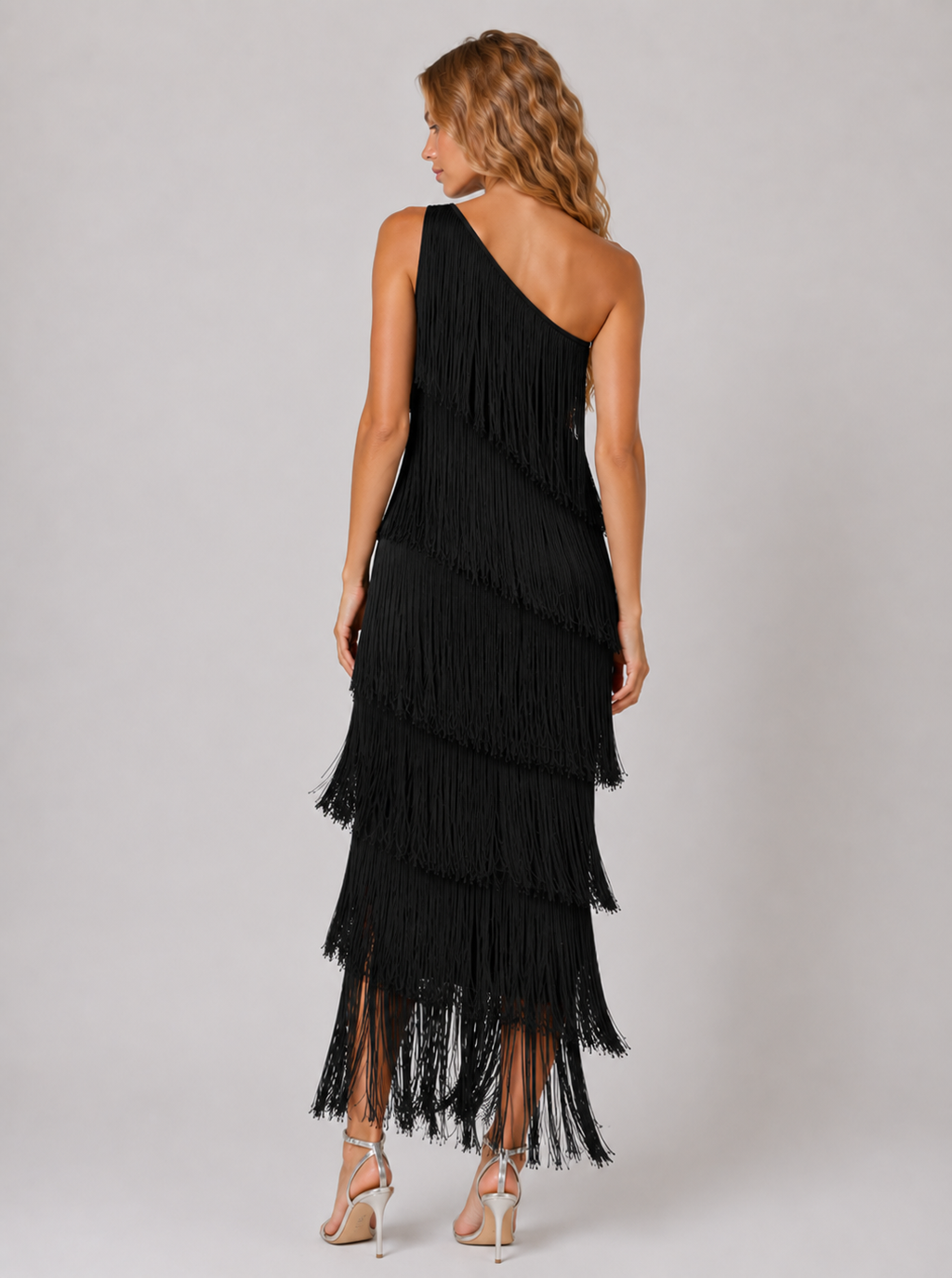 Lunoria | Jurk met Franjes en Halve Mouwen voor een Glamoureuze Look