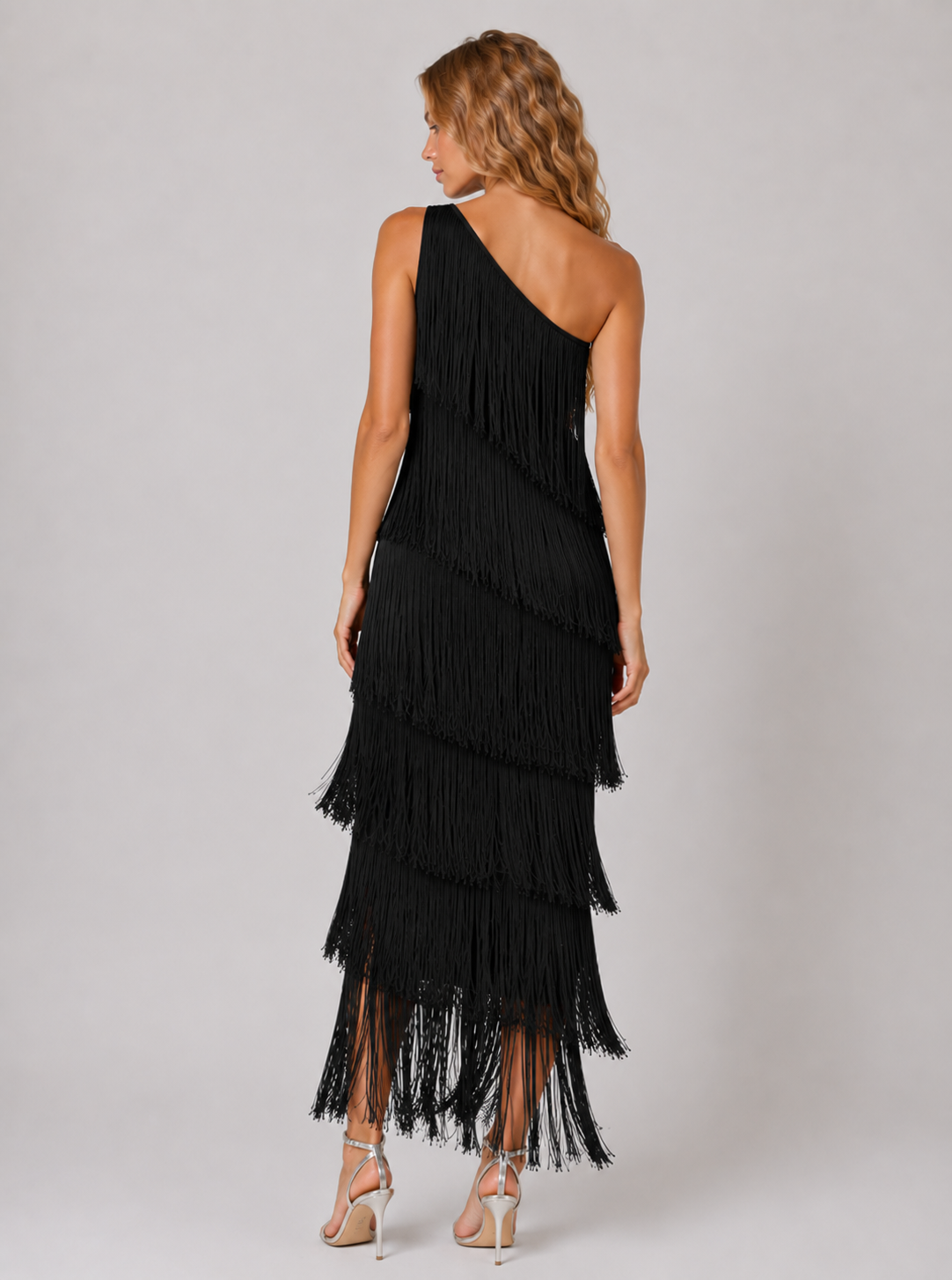 Lunoria | Jurk met Franjes en Halve Mouwen voor een Glamoureuze Look