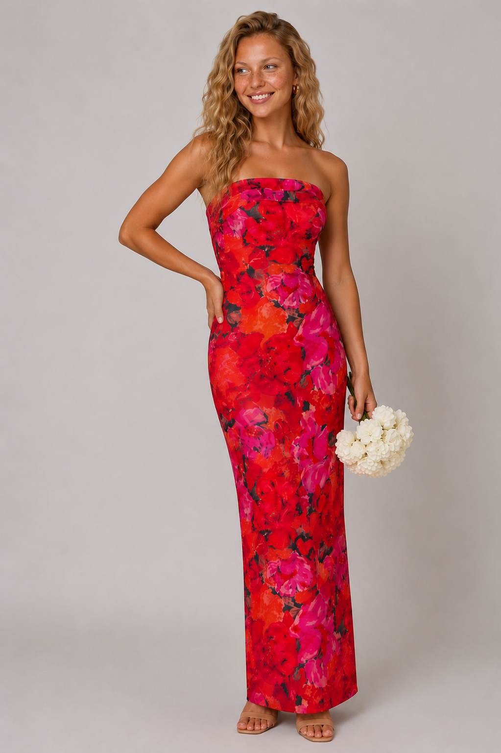 Lunoria | Florale Bandeau Maxijurk met Elegante Pasvorm