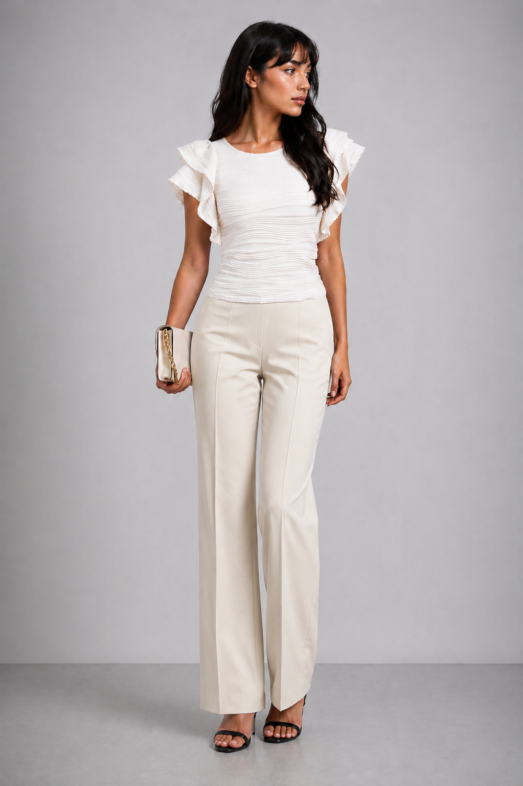 Lunoria | Elegante Top met Textuur en Vrouwelijke Ruches
