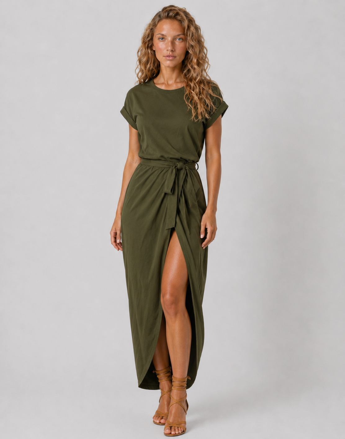 Lunoria | Maxi Jurk met Split en Strikdetail