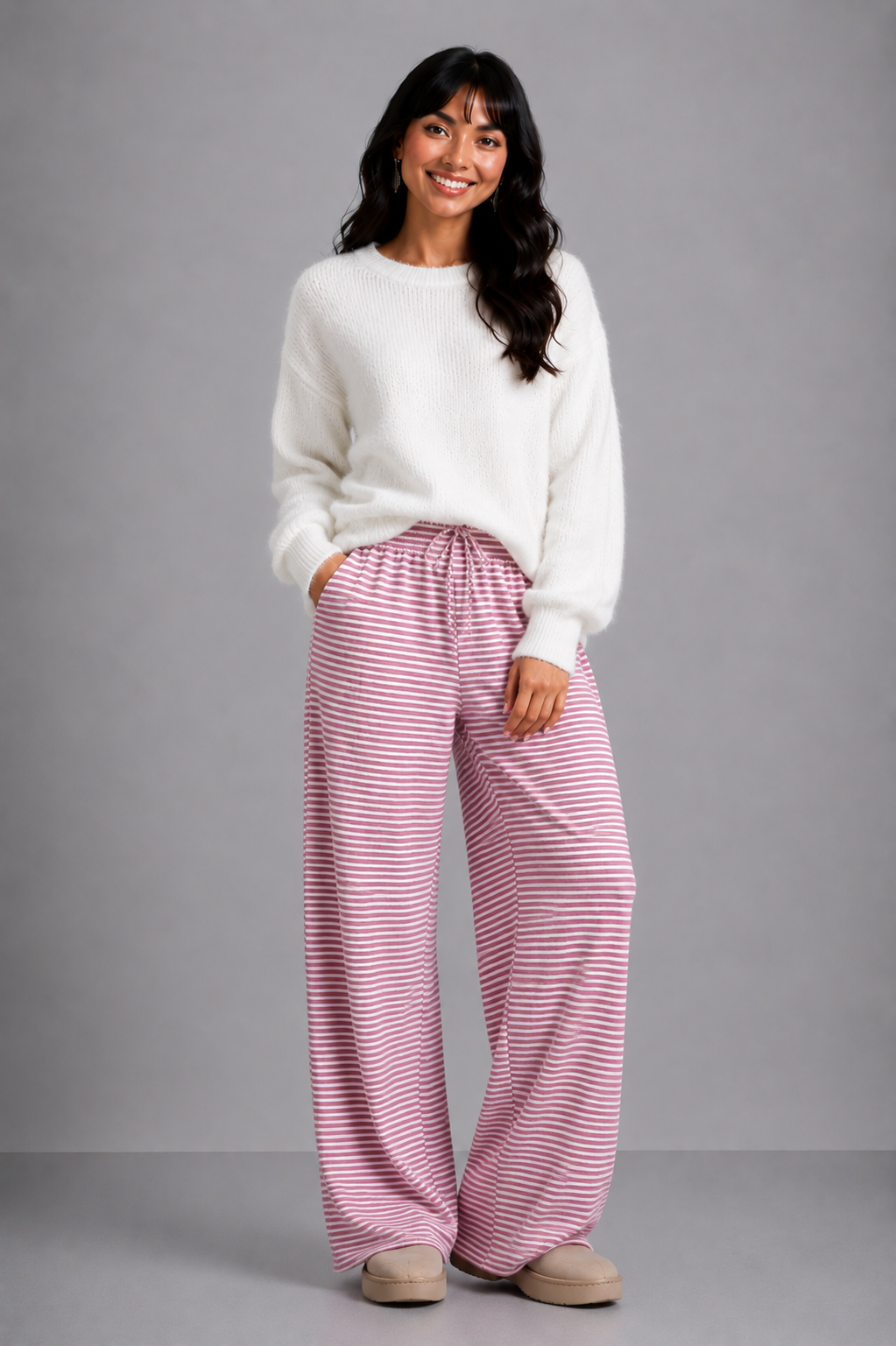 Lunoria | Gestreepte Loungebroek met Relaxte Pasvorm en Comfortabele Stretch