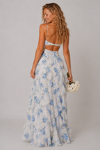 Lunoria | Romantische Bloemen Maxi Jurk met Ruches